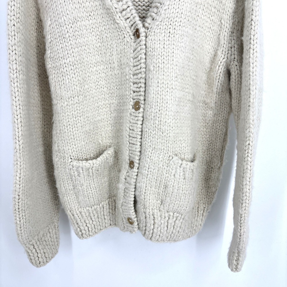 Industry Of All Nations Undyed Alpaca Hand-Knit‎ Cardigan Size Medium Heavy Horn - Picture 5 of 7